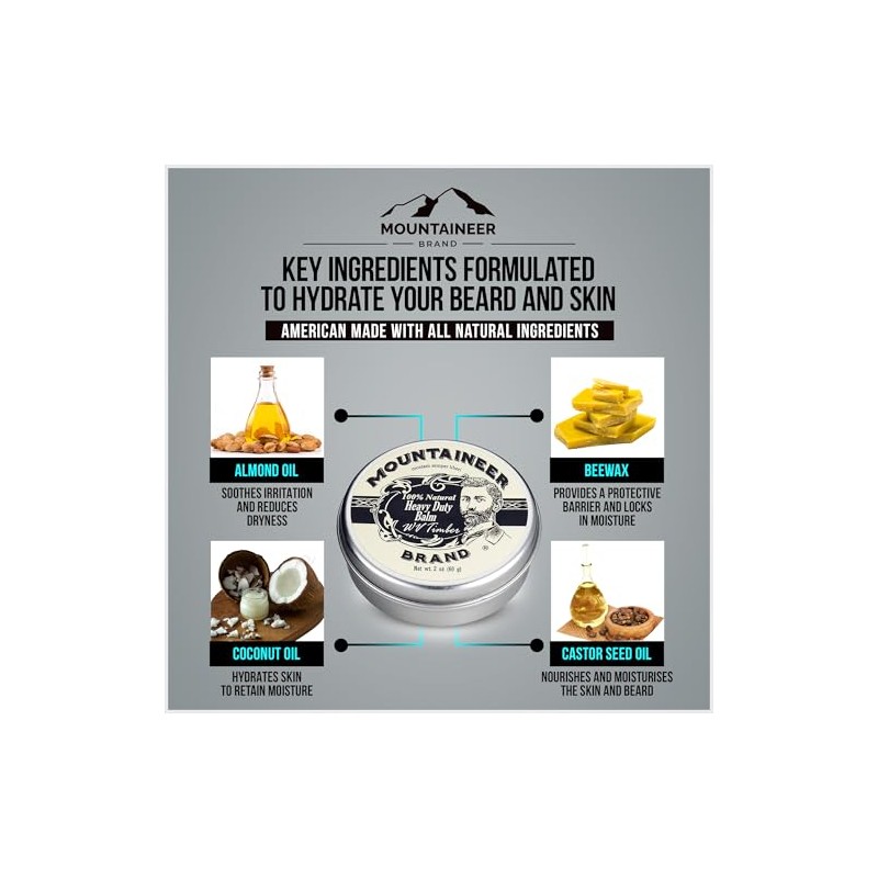 Heavy-Duty Beard Balm by Mountaineer Brand (2 oz) | Beard