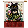 Black Cat Garden Flag 28x40 Inch Funny Spring Floral House