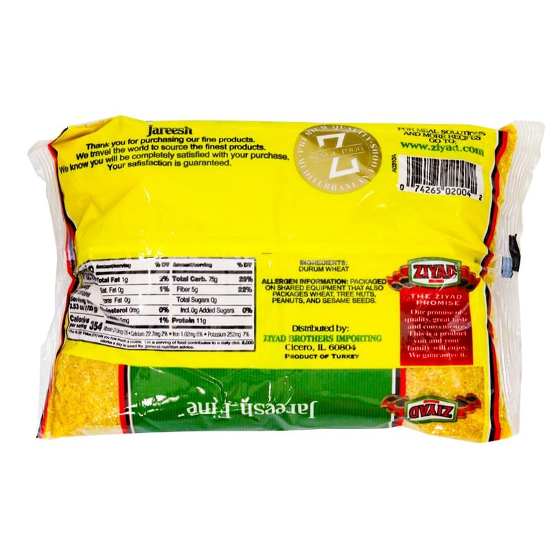 Ziyad Premium Quality Jareesh Fine– Finely Ground, Smooth Wheat Cereal