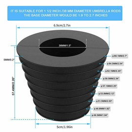 WANGCL Umbrella Cone Wedge Parasol Base Stand 1.5 Inch/ 38 mm Patio Table Hole Ring Plug for for Patio Table Hole Opening or Parasol Base Stand (Black)