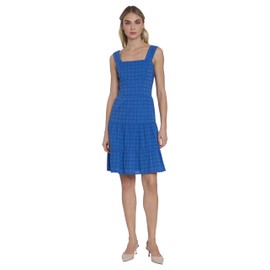 Maggy London Sleeveless Square Neck Tiered Skirt Short Casual Summer Dresses for Women, Denim Blue