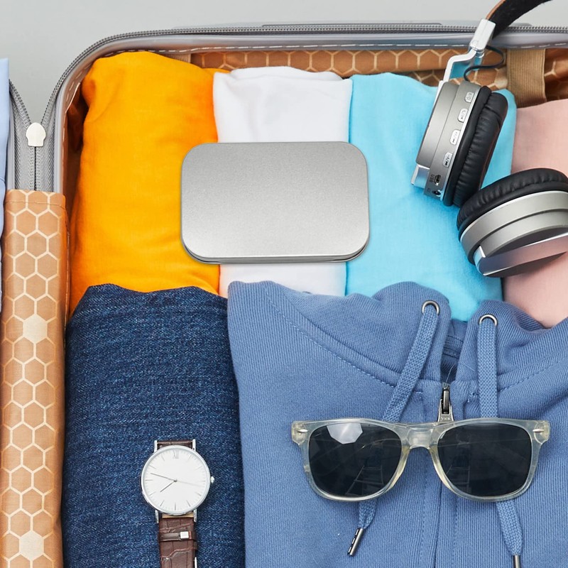 Tins Container, Metal Rectangular Tin Can,Mini Portable Box Small Storage