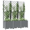 vidaXL Garden Planter with Trellis - Light Gray, Polypropylene -