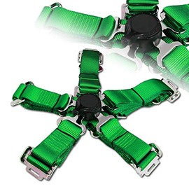 EPARTS 1 Piece Universal Durable 2" Green Nylon Strap 5 Point Cam Lock Seat Buckle Sport Racing Safety Harness Seat Belt
