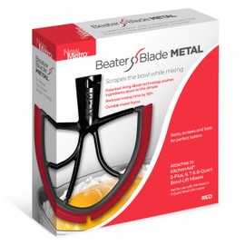 New Metro Design XL-MAX Metal Beater Blade, works with KitchenAid 5+, 6, 7, 8-Quart Stand Mixers, Red