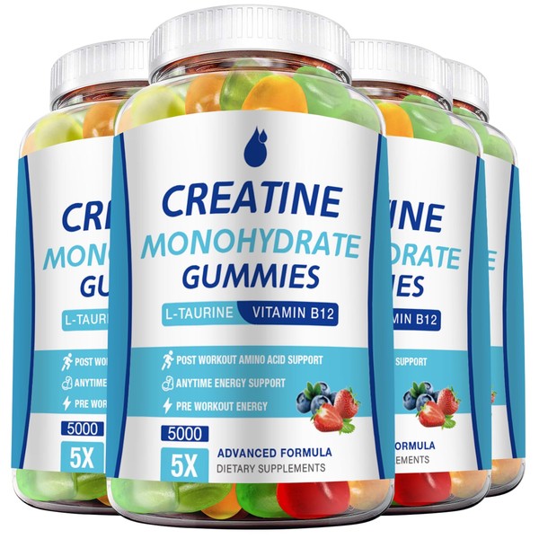 Creatine Monohydrate Gummies 5000mg for Men & Women 4 Packs,