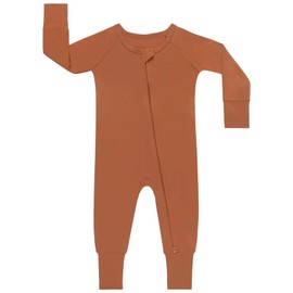 GUISBY Baby Footless Pajamas, Soft Long Sleeve with 2 Way Zipper Baby Rompers Sleeper Caramel 18-24 Months