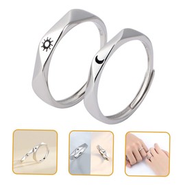 Baluue 3 Pairs Couples Engagement Rings Sun and Moon Matching Rings for Him and Her Creative Design Symbolizing Love for Romantic Relationships and Special Occasions