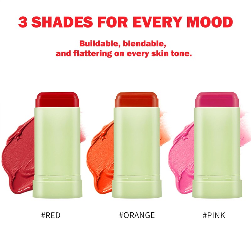 3-in-1 Blush Stick for Cheeks, Lips & Eyes – Long-Lasting