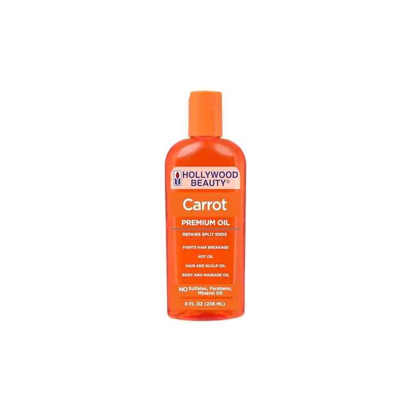 Hollywood Beauty Carrot Hair Oil, 8oz Bottle, Hair, Scalp, Skin,