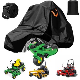 Zero-Turn Lawn Mower Covers,Waterproof Outdoor Riding Mower Cover,Fits up to 60" Decks Rider Lawnmower Tractor Storage Cover,Durable Anti-UV 210D Polyester,Reflective Strips -79"Lx47"Wx55"H