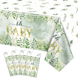 4 manteles rectangulares para baby shower de color verde salvia, 86 x 51 pulgadas, para decoración de mesa de baby shower de color verde salvia, para el hogar, género neutro, cumpleaños,