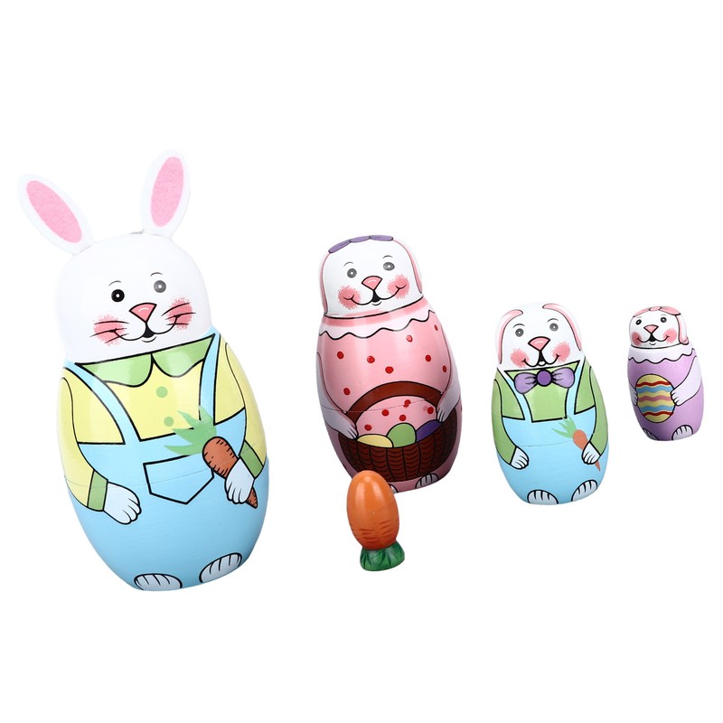 Wooden Russian Nesting Dolls Rabbit Shape Wood Nesting Dolls for