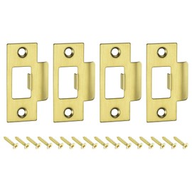 sourcing map T Door Strike Plate, 4Pcs 70mm x 40mm 201 Stainless Steel Latch Deadbolt Strike Plate for Door Frame Door Jamb, Gold