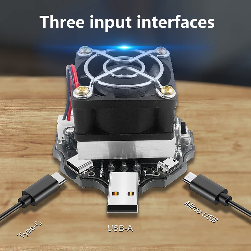 WANGCL 65W USB Load Tester, Adjustable Electronic Load with Cooler