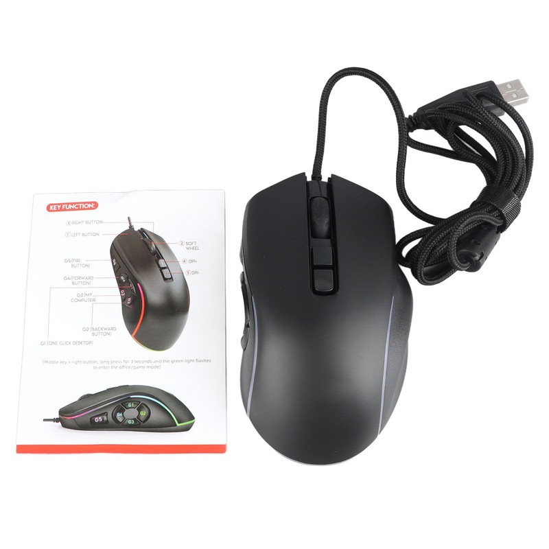 Wired Gaming Mouse, RGB Light, 10 Buttons, 6 Adjustable DPI