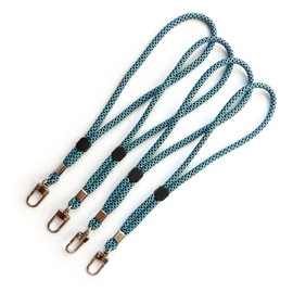 trage.band® Short Adjustable Wrist Strap with Carabiner Hook, Pack of 4, Black/Blue