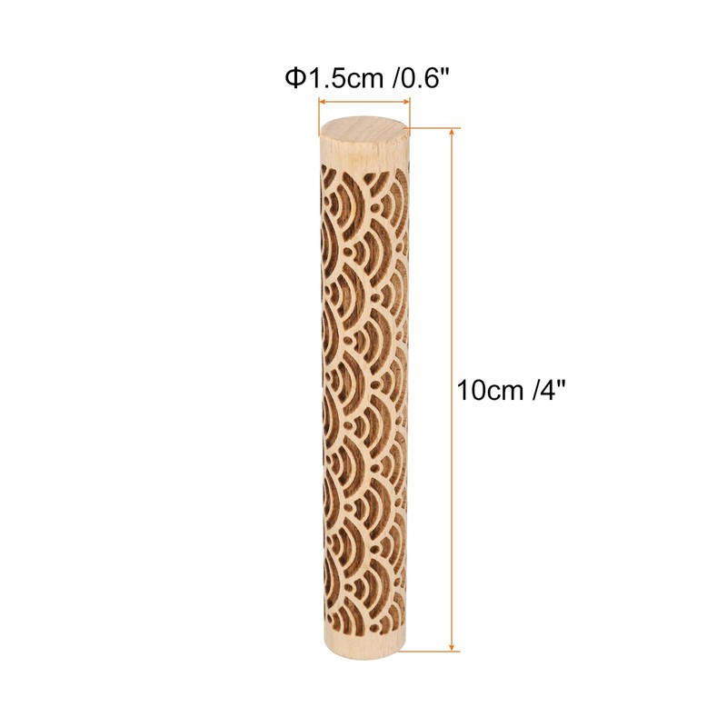 HARFINGTON Wood Clay Roller 4" Water Wave Pattern Rolling Pins