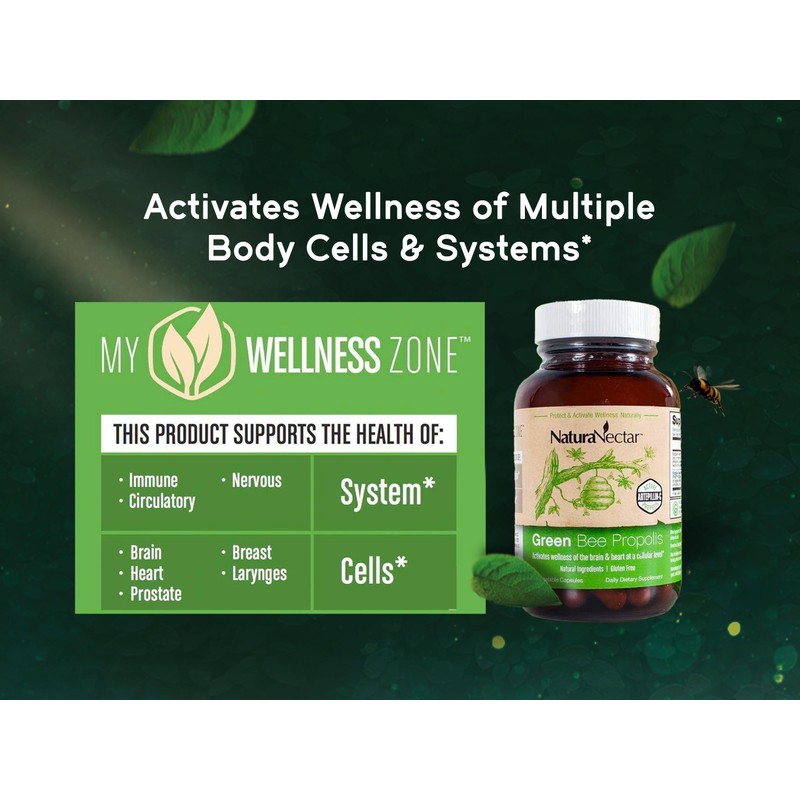 NaturaNectar - Green Bee Propolis Capsules - NSF Contents Certified