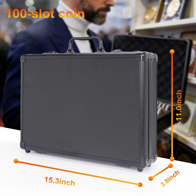 BAGAKE Coin Collection Box with Combination Lock,100 Slots Lockable Case,