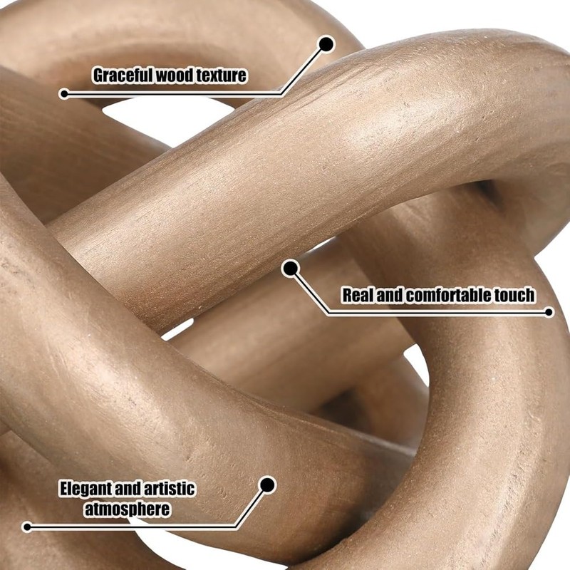 Pinafresa Coffee Table Decoration-Hand Carved 3 Link Wood Knot Decor,