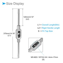 CoCud Tap Wrench Handle, Fit M5-M20 W7/32-3/4 Taps Size, Zinc Alloy & Carbon Steel Adjustable Wrench Reamer Tapping Hand Tool - (Applications: for Tapping Operations), 1-Pieces