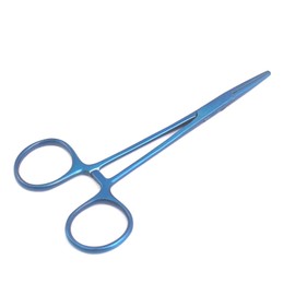 OdontoMed2011 Mosquito Hemostat Forceps 5" Straight Locking Clamps Serrated Full Blue Color Stainless Steel Forcep