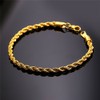 U7 Men Women Simple Rope Chain 18K Gold Plated Stainless