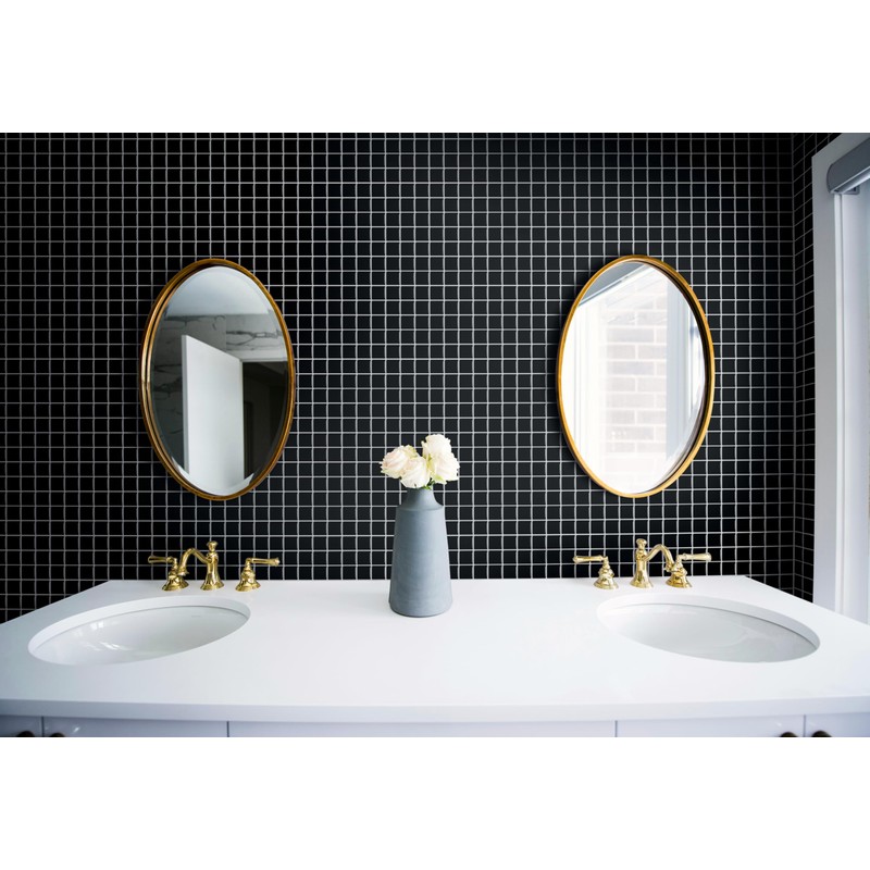VViViD 11 Sheets Peel and Stick Faux Ceramic Black Gloss