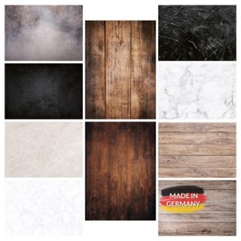 Lens-Aid Set of 5 Photo Backdrops with Mixed Designs, 2-in-1 Background for Table and Backboard: Flatlay Tabletop Background Design for Photo Studio