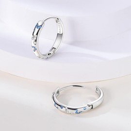 KUNSIR 925 Silver Earrings Womenz Hoop Earrings Hypoallergenic 1 Pair Bright Star River Earrings Best Gift for Women 14k Gold Earrings