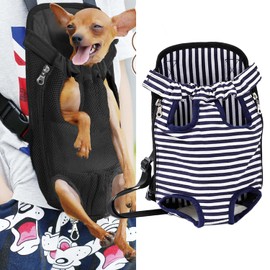 Pet Carrier Backpack, Adjustable Pet Cat Dog Carrier Backpack Travel Bag, Legs Out,Dog Carrier for Hiking Camping Travel, Sling Bag for Small Medium Dog Cat (BlueWhiteStripes, Medium (3.5-6.5LBS))
