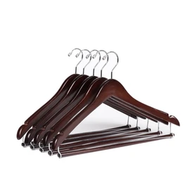 Quality Hangers Wooden Hangers Beautiful Sturdy Suit Coat Hangers with Locking Bar Mahogany (5)