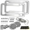 Rugged Stainless Steel License Plate Frame 2 Pack, Resistant Rustproof