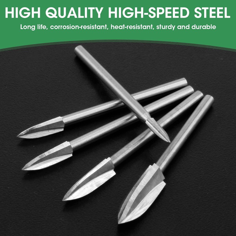 5 Pcs Wood Carving Bits for Dremel Rotary Tool HSS