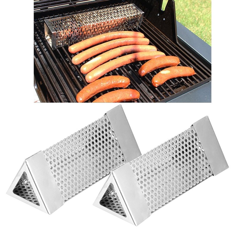 2Pcs BBQ Grill Smoker Tube Mesh Tube Pellets Smoke Box