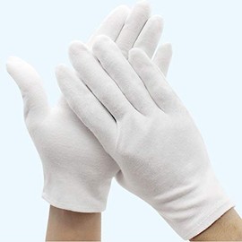 6 pares de guantes de algodón blanco suave para cosméticos hidratantes para inspección de joyas, guantes de forro elástico, talla S-XL (XXL)