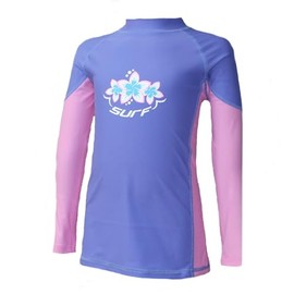 Kidz Swimmers Surf Girls Long Sleeve Sun Protection Rash Vest UPF 50+ Very Peri & Fuchsia Pink (9-10 Years)