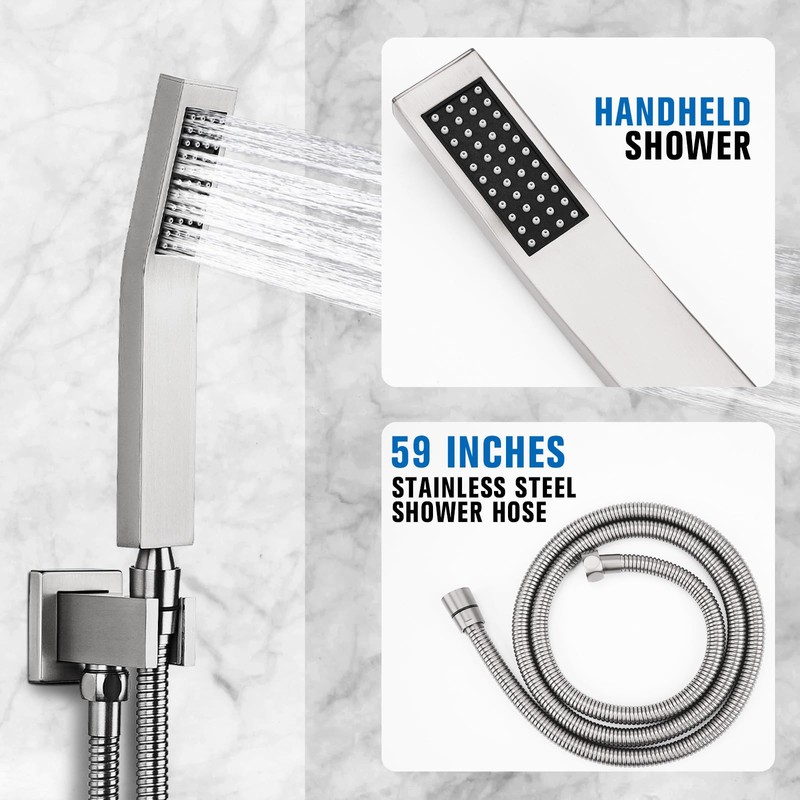 10 Inch Rainfall Shower System - Wall Mounted Complete Combo