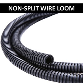 Kable Kontrol Wire Loom Tubing Non-Split 1/2” Inch 100 Ft Long - Black Non-Slit Wire Conduit Cover for Cords - Corrugated Tubing and Protector for Automotive Wires – Durable Polyethylene