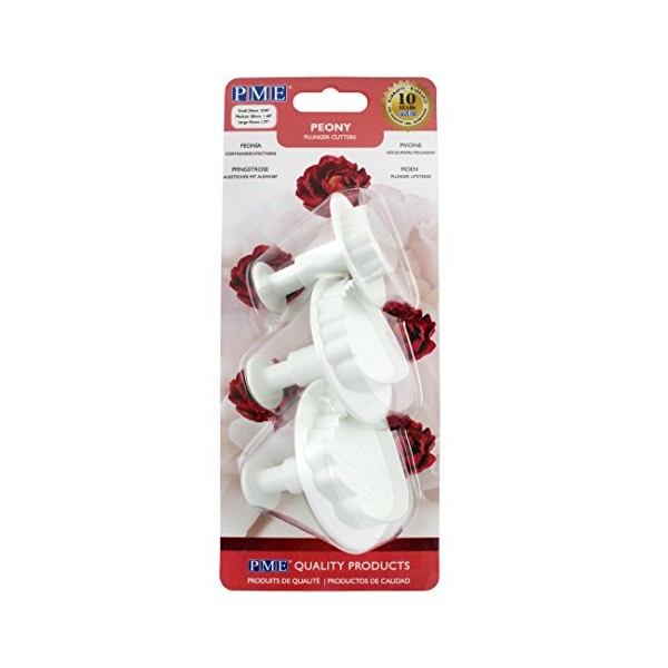 PME Set of 3 Peony Plunger Cutter, White