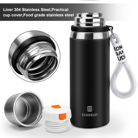 Stainless Steel Flask with Cup 700ml/23.6oz Vacuum Insulated Thermo Bottle Keep hot and Cold Water Bottles Coffee flasks.(Black)
