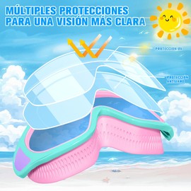 Gafas de Natación para Niños, Goggles para Niños, Gafas de Natación Antivaho y Antifugas, Anteojos de Natación Ajustables de Silicona, Protección UV, Adecuado para Niños y Niñas de 3 a 16 años