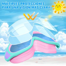 Gafas de Natación para Niños, Goggles para Niños, Gafas de Natación Antivaho y Antifugas, Anteojos de Natación Ajustables de Silicona, Protección UV, Adecuado para Niños y Niñas de 3 a 16 años