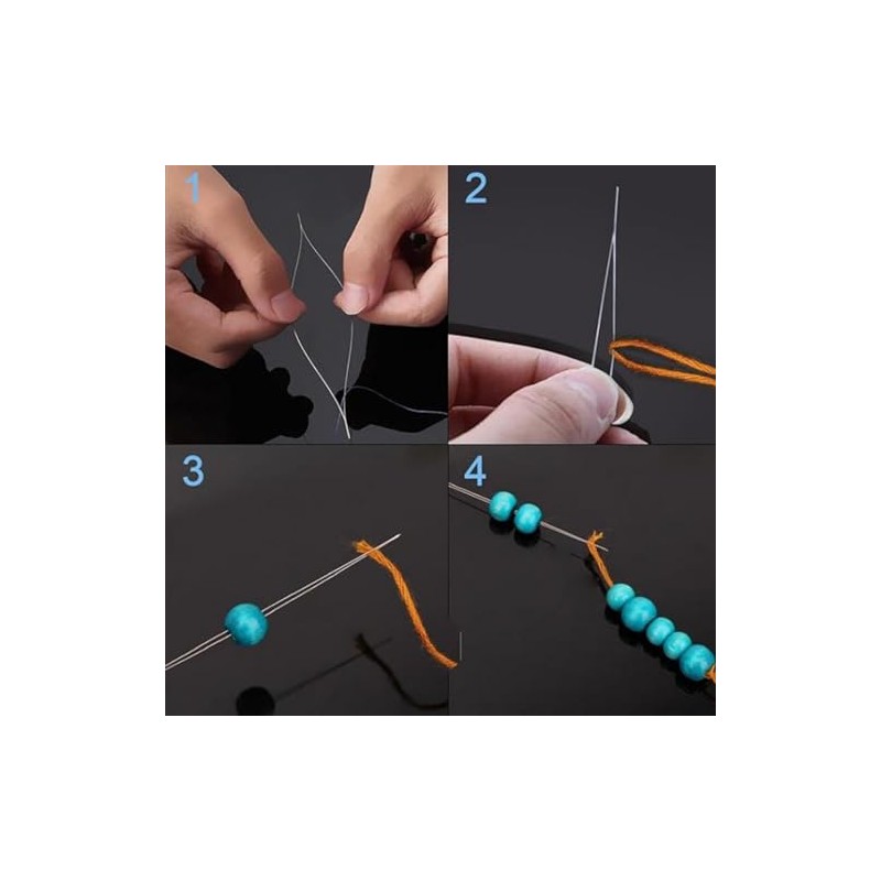 50 Agujas para Abalorios de Ojos Grandes, Agujas de Bordado