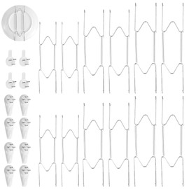 12pcs Plate Hangers for Wall, 6/8/10 Inch Invisible Spring Vertical Plate Holders W-Shaped Plate Hooks for Displaying Decorative Plates Antique Arts, Plate Dish Hanging Wires (Silver)