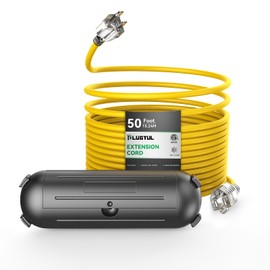 Outdoor Extension Cord 50FT with Outdoor Extension Cord Cover, NEMA 5-15P to NEMA 5-15R SJTW 16AWG, 125V 13A 1625W, ETL Listed