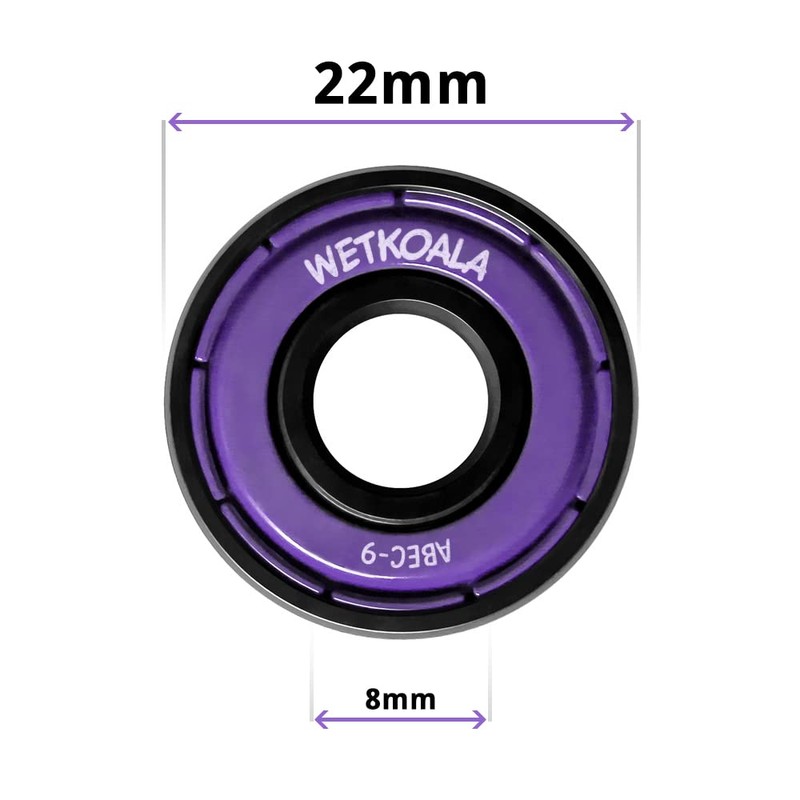 Wetkoala ABEC 9 Bearings (Pack of 8) for Skateboard/Inline/Roller Complete