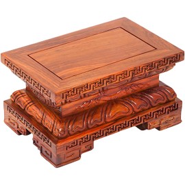 [Wood Carving Buddhist Tool] Square Base, Solid Wood, Memorial Stand, Wooden Pear Wood Flower Stand, Indoor, Incense Burner, Vase Stand, Buddha Statue Base, Chinese Teaware Display Shelf, Decorative