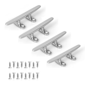 GANGUOLA Boat Cleat, Small Dock Cleat 4 inch Open Base, Heavy Duty 316 Stainless Steel, Curtain Tie, Hook, Include Installation Screws (4 Pcs)